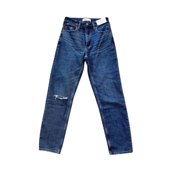 Abercrombie & Fitch Denim - Abercrombie & Fitch Women's‎ High Rise Mom Jeans Size 25 Blue Distressed